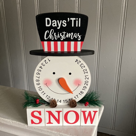 NWT- Wooden Snowman ⛄️ Let It Snow 24 Days To Christmas Countdown Decoration - Picture 7 of 16